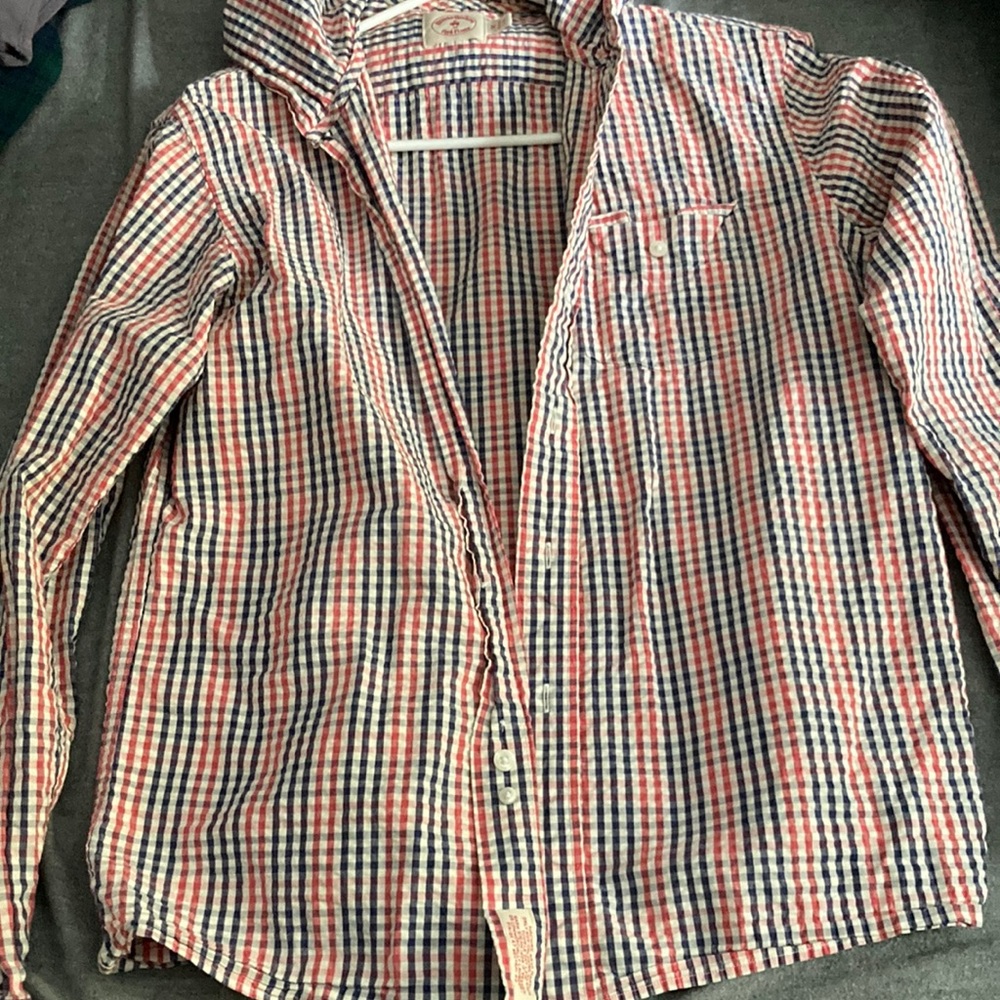 Brooks brothers seersucker shirt with a hood